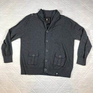 KonKreet gray lightweight 2 pocket‎ cardigan sweater XL